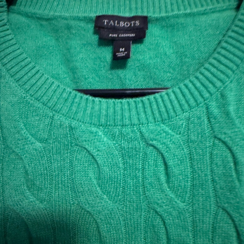 Talbots Vibrant Green Cable Knit Sweater